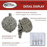 SZCO 3&rdquo; Celtic Sword Expandable Hanger Wall Mount &ndash; Adjustable Cast Metal Display Hook Set for Swords, Daggers, Pistols, Canes &ndash; Decorative Wall Stand, Katana Wall Mount, Sword Holder &amp; Gun Rack