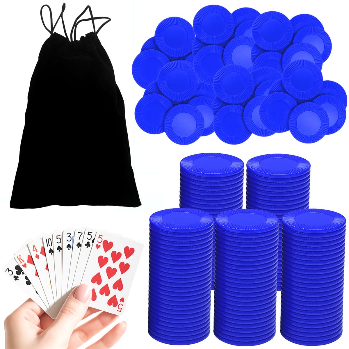 Photo 1 of 120Pcs 6-Color Plastic Poker Mini Chips (2.2CM Diameter) - Bulk Game Chips for Poker Play,Math Counting Learning, You Teaching & Rewards (Blue)