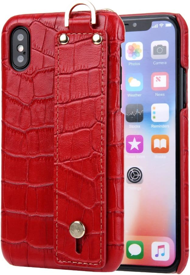 nincyee Luxury Crocodile Pattern Premium Leather (Genuine Cowhide) Back Cover Case with Hand Strap for iPhone X/XS iPhone XR iPhone XS Max