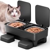 Meowant Automatic Wet Food Cat Feeder, Semiconductor Cooling &amp; Pre-Heating | 360&deg; Even Temp, Dual-bowl independent temp control, Timed On/Off with Voice Call Wet Cat Food Automatic Feeder, for 1-2 Cats