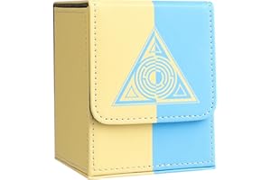 Zettokete Card Deck Box with 2 Dividers, MTG Commander Deck Box Holds 100+ Double-Sleeved Cards, Leather Magnetic Deck Case Compatible with Magic TCG CCG Cards, White/Blue