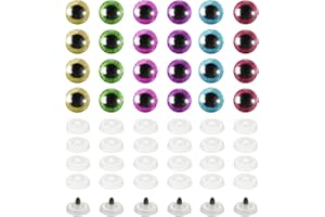 12mm Flash Safety Eyes, 36 Pcs Doll Eyes Realistic Colorful Crocheting Safety Eyes for Decor Crochet Accessories Dolls Craft,