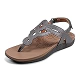Rockport Women's Ramona-CH Flat Sandal, Pewter, 8 M