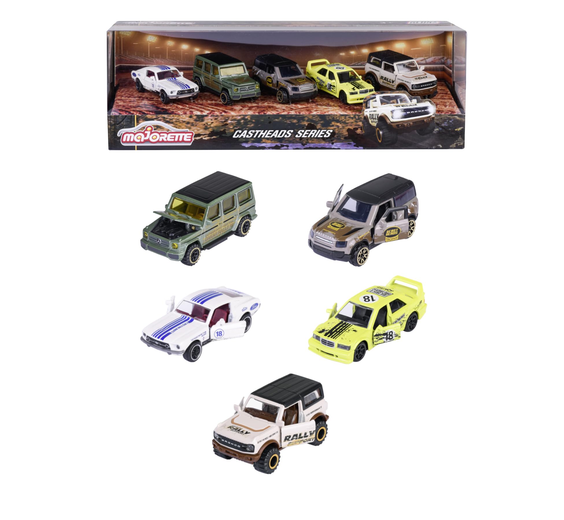 Majorette Castheads Series 1:64 scale 5pc Die Cast Toy Car Vehicle Gift pack to collect, play or display