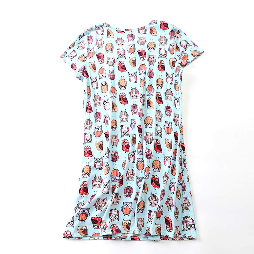 ENJOYNIGHT Women\'s Sleepwear Cotton Sleep Tee Short Sleeves Print Sleepshirt (X-Large, Owl)