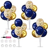 TONIFUL 4 Set Navy Blue Gold Balloon Centerpieces for Table,Balloons Stand Kit for Graduation Decorations 2026 Class of 2026 Party Decorations,New Year,Anniversary,Homecoming,Birthday Decoration
