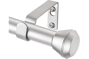 HOTOZON Curtain Rods 48 to 84 Inch, Silver Curtain Rod for Window 54 to 82 In, Decorative Single Drapery Rod with Diamond Finials