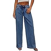 Sidefeel Women's Drawstring Jeans Wide Leg High Waisted Baggy Stretchy Elastic Waist Sweatpant Jeans