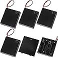5pcs 4 AA Battery Holder with Cover and Switch, 4X 1.5V AA Battery Holder Case with Wires and ON/Off Switch, 6V AA Battery Holder with Switch
