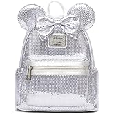 Loungefly Disney Minnie Mouse Platinum Sequin Womens Backpack