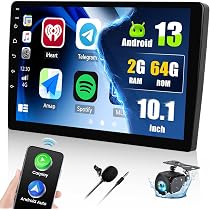thumbnail interactive-video image 1 of YuanTing 10.1” Double 2 DIN Rotatable Android 13 Car Stereo – Touchscreen Radio, GPS, WiFi, Bluetooth, Apple CarPlay, 2GB/64GB 1 of 4
