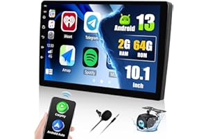 [2+64G] Android 13 Double Din Car Stereo with Wireless Apple Carplay&Android Auto,10.1 Inch Touchscreen Car Radio with GPS Na