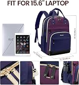 LOVEVOOK Laptop Backpack Women 15.6 Inch Waterproof Anti Theft USB Port Large view 2