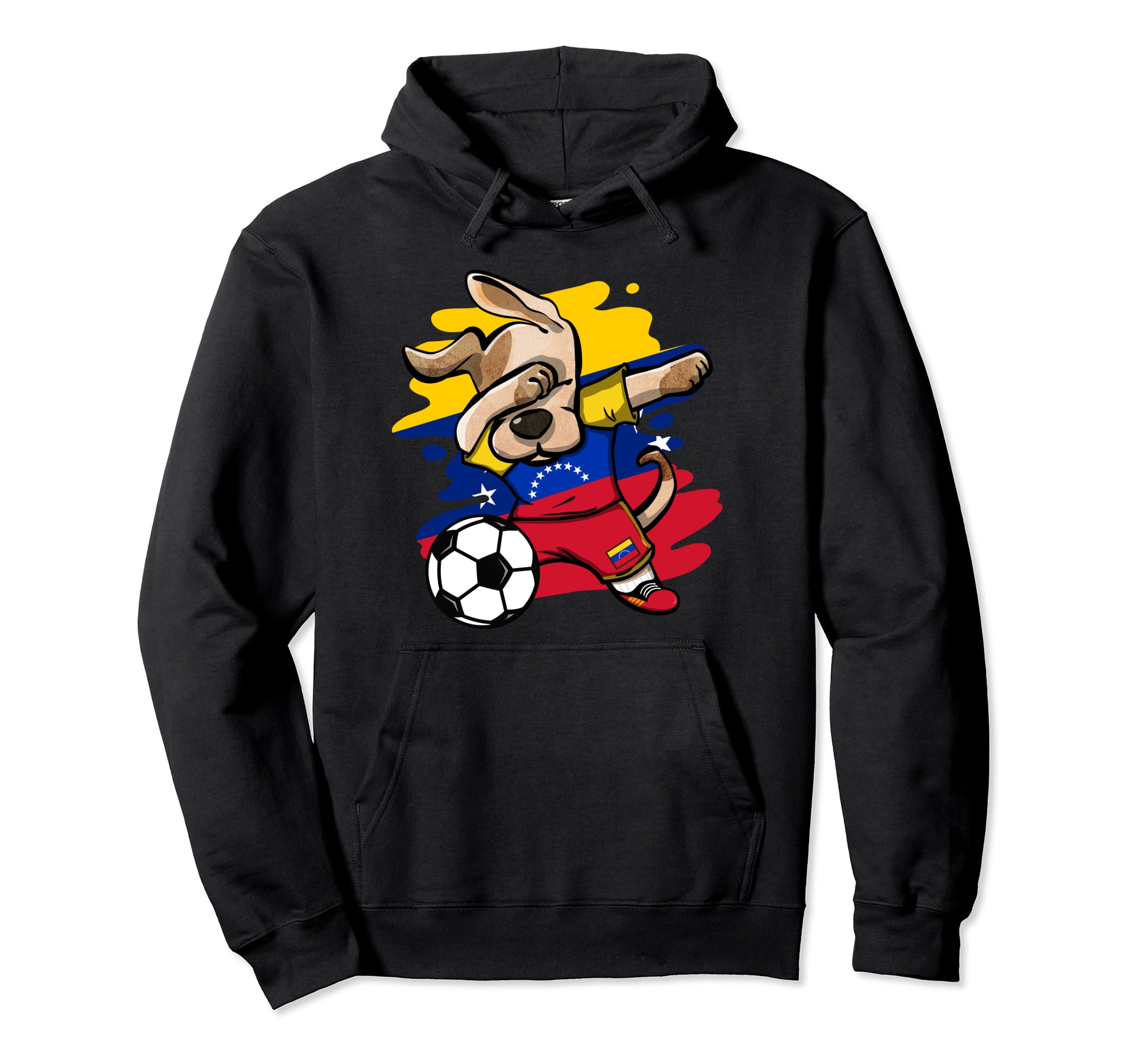 Dabbing Dog Venezuela Soccer Fans Venezuelan Flag Football Pullover Hoodie