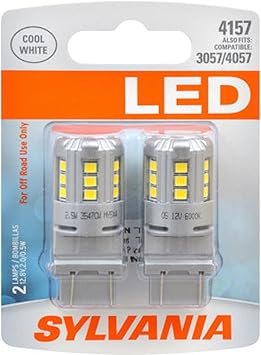 Amazon Com Sylvania 4157 Led White Mini Bulb Bright Led Bulb Ideal For Daytime Running Lights Drl And Back Up Reverse Lights Contains 2 Bulbs Automotive