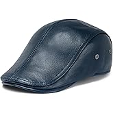BOTVELA Men's Genuine Newsboy Leather Hat Adjustable Golf Flat Ivy Cap Gatsby Driving Beret Hat