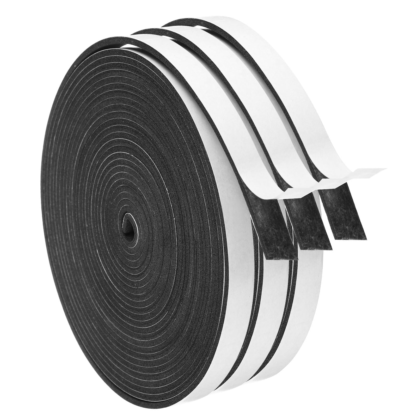 PATIKIL Weather Stripping Door Seal, 3 Roll 5m/16ft Sealing Foam Tape Single Sided Strip for Window Door Insulation, Black (3/8 Inch x 3/32 Inch x 16Ft)