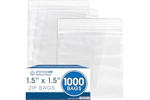 Spartan Industrial - 1.5” X 1.5” (1000 Count) 2 Mil Clear Reclosable Zip Plastic Poly Bags with Resealable Lock Seal Zipper