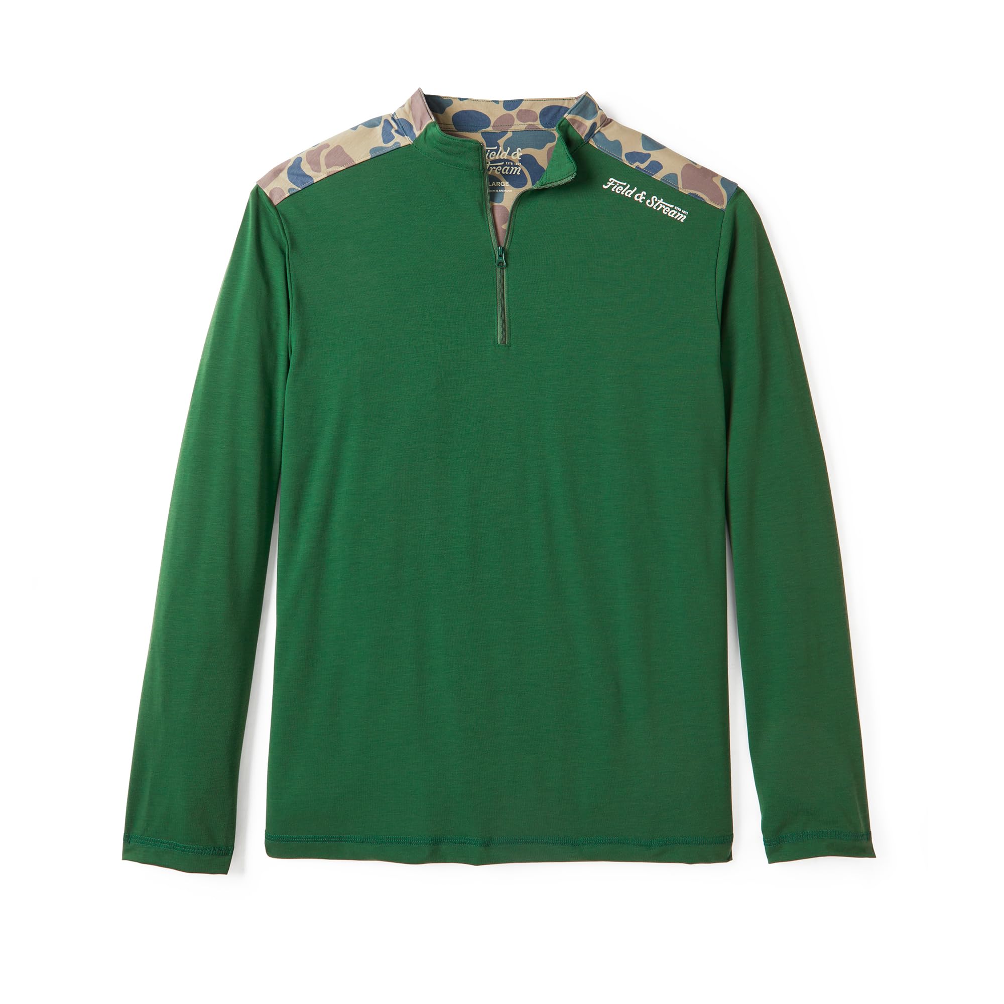 Field & Stream Men’s Roll Cast Performance Quarter Zip with Drirelease®, Field Green/Camo, X-Large