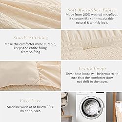 ALEISSEL Beige Comforter Queen Size Seersucker