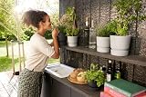 elho Greenville Round 16 Flower Pot with Integrated Water Reservoir Grey Living view 6