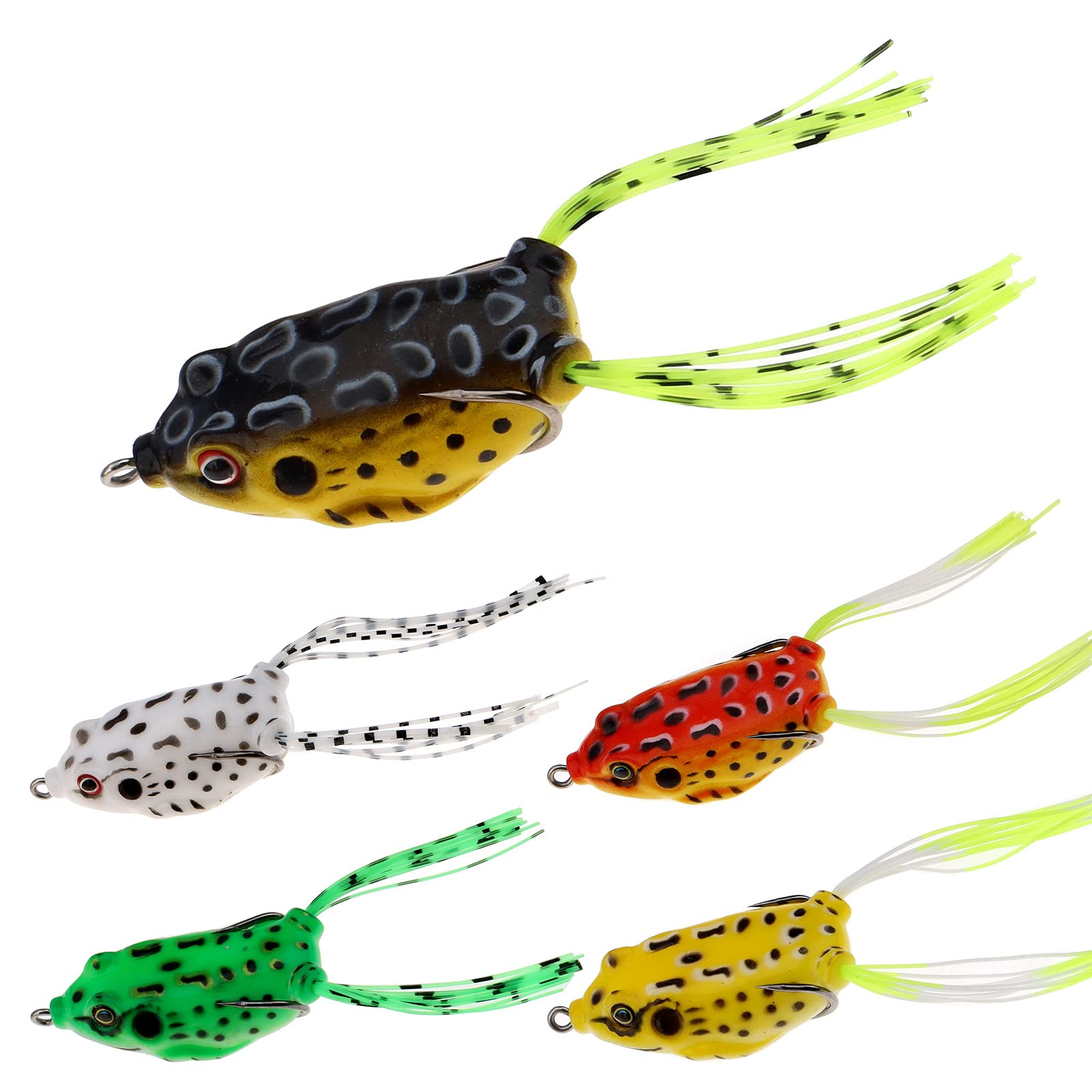Funzhan Topwater Soft Frog Lures Fishing Bullfrog Creature Baits Crankbaits Swimbaits Weedless Hooks for Bass Snakehead Trout Saltwater Freshwater