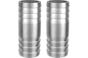 CARVEDEXQUISITELY Stainless Steel 1-1/4" to 1-1/4" Hose Barb Fittings Splicer Mender Round Union Coupler Adapter Splicer Mender Union Air Water Fuel (Pack of 2)