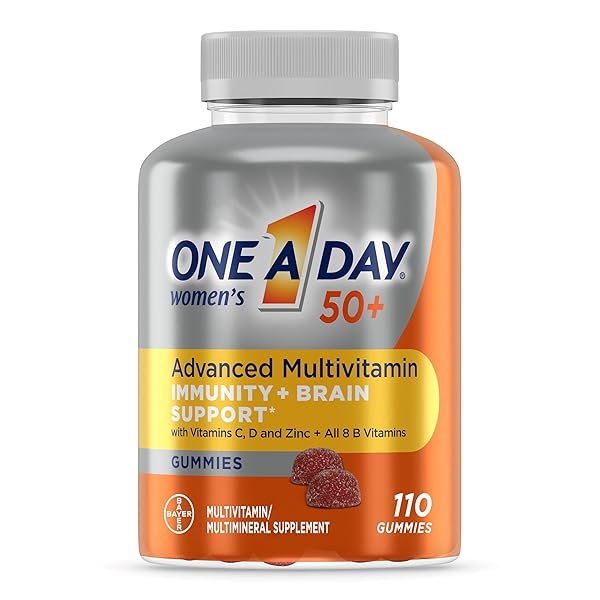 ONE A DAY WOMEN’S 50+ GUMMIES, ADVANCED MULTIVITAMIN FOR WOMEN, VITAMINS FOR BRAIN SUPPORT AND IMMUNITY SUPPORT, MULTIVITAMINS WITH SUPER 8 B VITAMIN COMPLEX, 110 COUNT