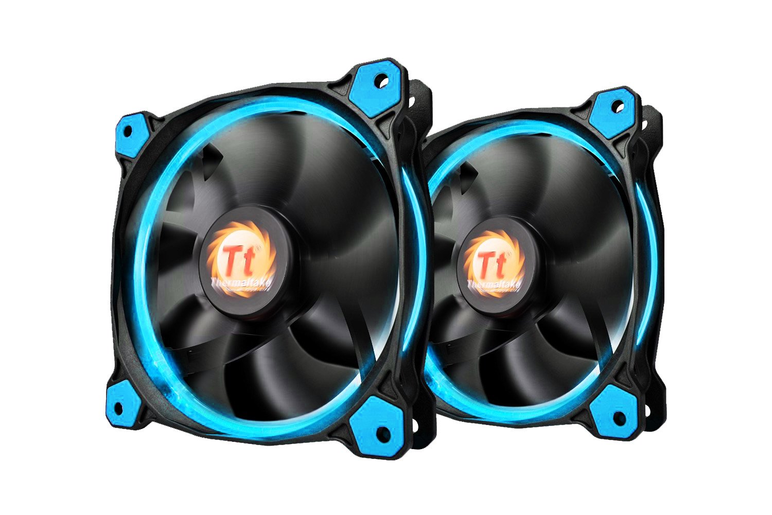 Thermaltake 140mm Blue LED Ultra Quiet High Airflow Computer Case Fan, Twin Pack, 7 Inches, Desktop Compatible — image 1