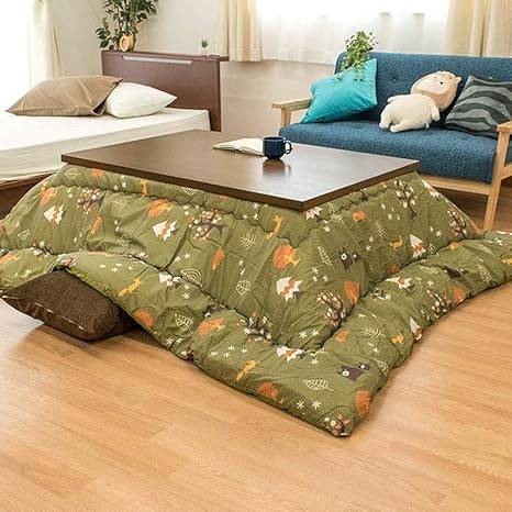 Amazon こたつ布団 長方形 洗える 厚掛け ブルーノ グリーン 森の動物 かわいい こたつ掛け布団 厚手 アニマル ゆるかわ あったか 冬 190 240cm 適合こたつ本体 75 105cm 80 1cm こたつ布団 オンライン通販