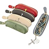 callie Personalized Rosary Pouch - Custom Name, Mini PU Leather Beaded Case Catholic Bag, Birthday Religious Baptism Gifts for Christians