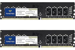 Timetec Premium 32GB KIT(2x16GB) DDR4 2133MHz PC4-17000 Non-ECC Unbuffered 1.2V CL15 2Rx8 Dual Rank 288 Pin UDIMM Desktop PC 