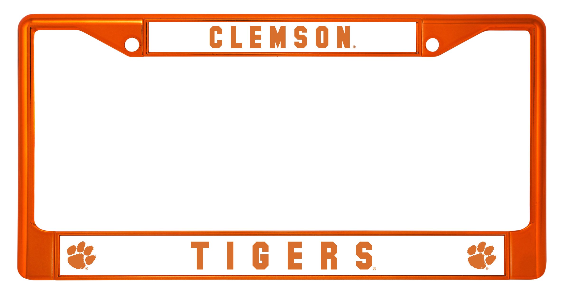 Rico Industries NCAA Standard Chrome License Plate Frame, Clemson Tigers