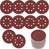 Yibaijia 15 Pcs 125mm 180 Grit Sanding Discs Hook & Loop 8 Holes for Orbital view 1