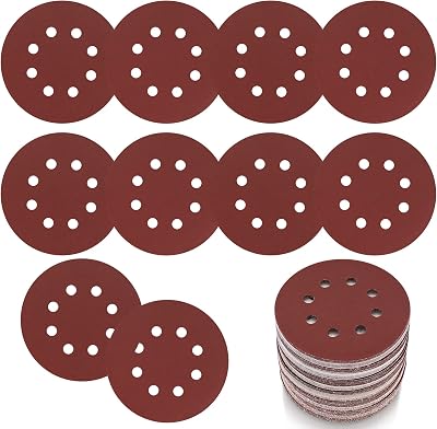 Yibaijia 15 Pcs 125 mm 40 Grit Sanding Discs 8-Hole Hook Loop for Random