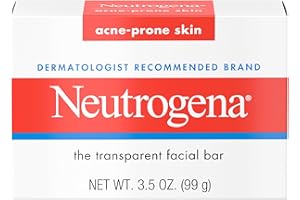 Neutrogena Facial Cleansing Bar for Acne-Prone Skin, Gentle Non-Medicated Daily Cleanser, Non-Comedogenic Transparent Soap with Glycerin, No Dyes or Detergents, 3.5 oz