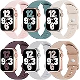 6 Pack Silicone Bands Compatible with Apple Watch Band 38mm 40mm 41mm 42mm 44mm 45mm 46mm 49mm Women Men, Soft Sport Strap Replacement Wristband for iWatch Series 11 10 9 8 SE 7 6 5 4 3 2 1 Ultra