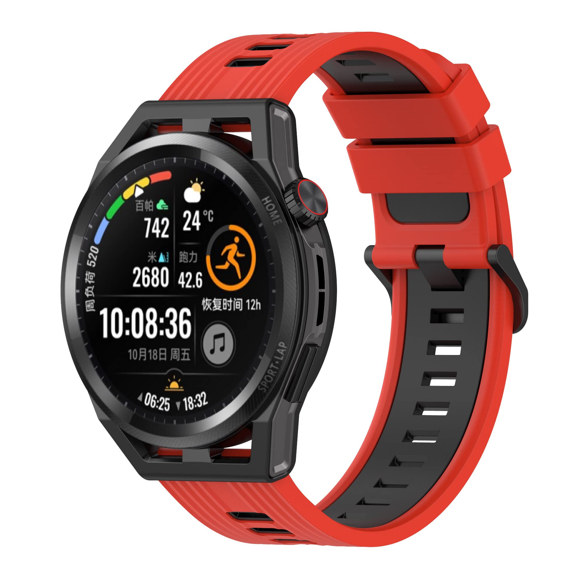 Tiggo 22mm Smart Watch Strap for Huawei Watch GT3 46MM/Watch GT Runner, Silicone Band WristStrap,Replacement Bracelet Wristband Wrist Strap for Huawei Watch3/Huawei Watch GT2 46mm (red black)