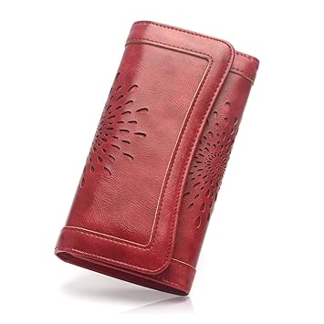 APHISONUK Damen Elegant PU Leder Geldbörse mit Vintage Design Damen Portemonnaie Geldbeutel, Damengeldbörse lang,Portmonee mi