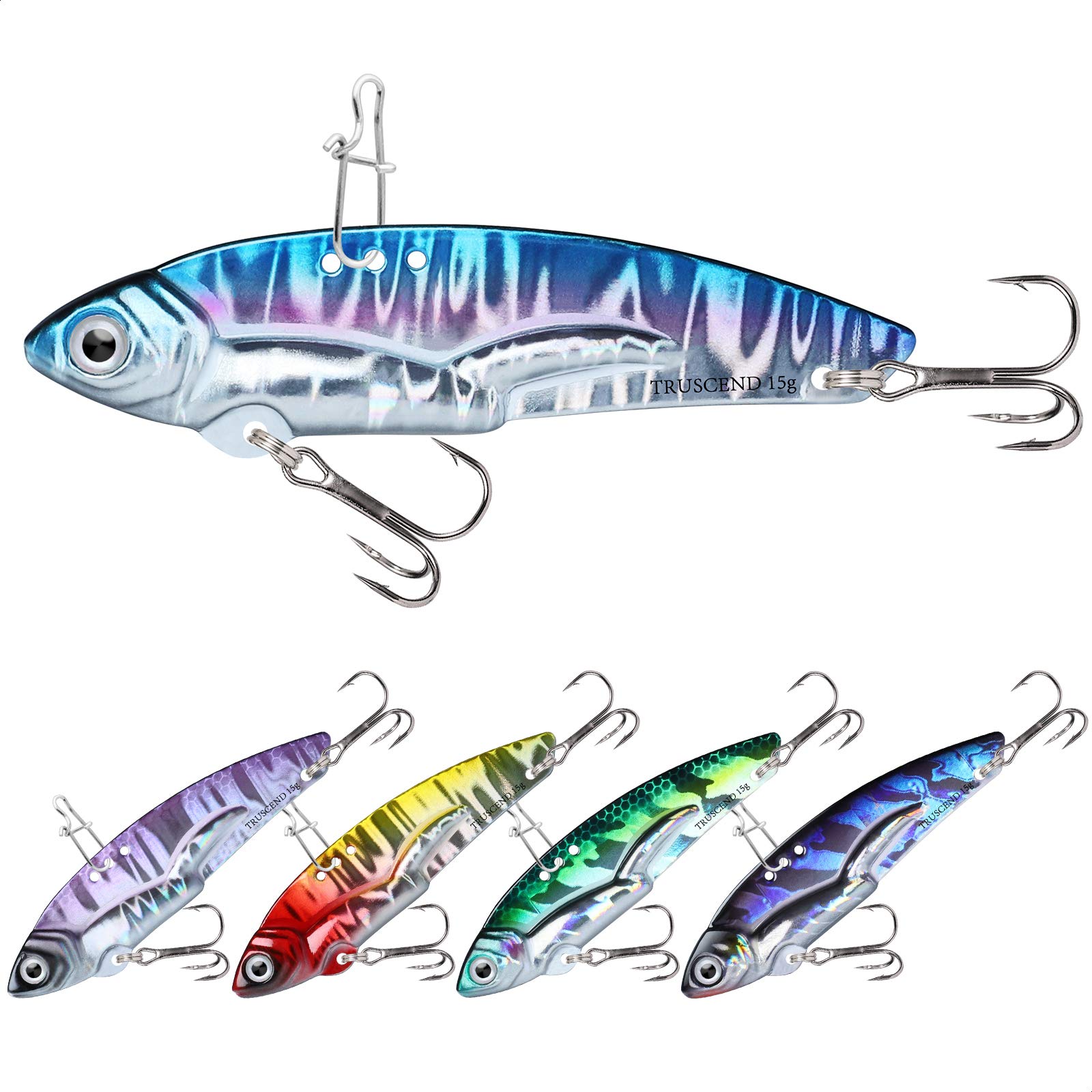 TRUSCEND Valuable Fishing Jigs of Captain's Favorite, Shiny Saltwater Spoons Perfect for Jigging, Slow Pitch Jig Catch More Fish,Durable and Well-Made Bass Fishing Lures with Sharp Hook C3-2.6in-0.5oz
