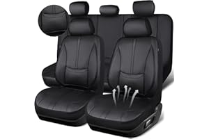 CAR PASS Nappa Leather Car Seat Covers Full Set, Water Resistant 3D Foam Faux Leather Seat Covers with Lumbar Support, Automotive Seat Covers 5 Seats Comfort & Universal Fit for Cars SUV Truck, Black