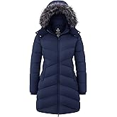 Wantdo Women's Long Puffer Coat Lightweight Warm Jacket with Hood