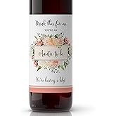 Pregnancy Announcement Wine Labels ● Set of 5 ● Drink This for Me - You’re an Auntie to-Be, Baby Reveal Wine Bottle Label for Friends, Sisters, Cousins Sticker, Card Alternative Waterproof (Pastel)