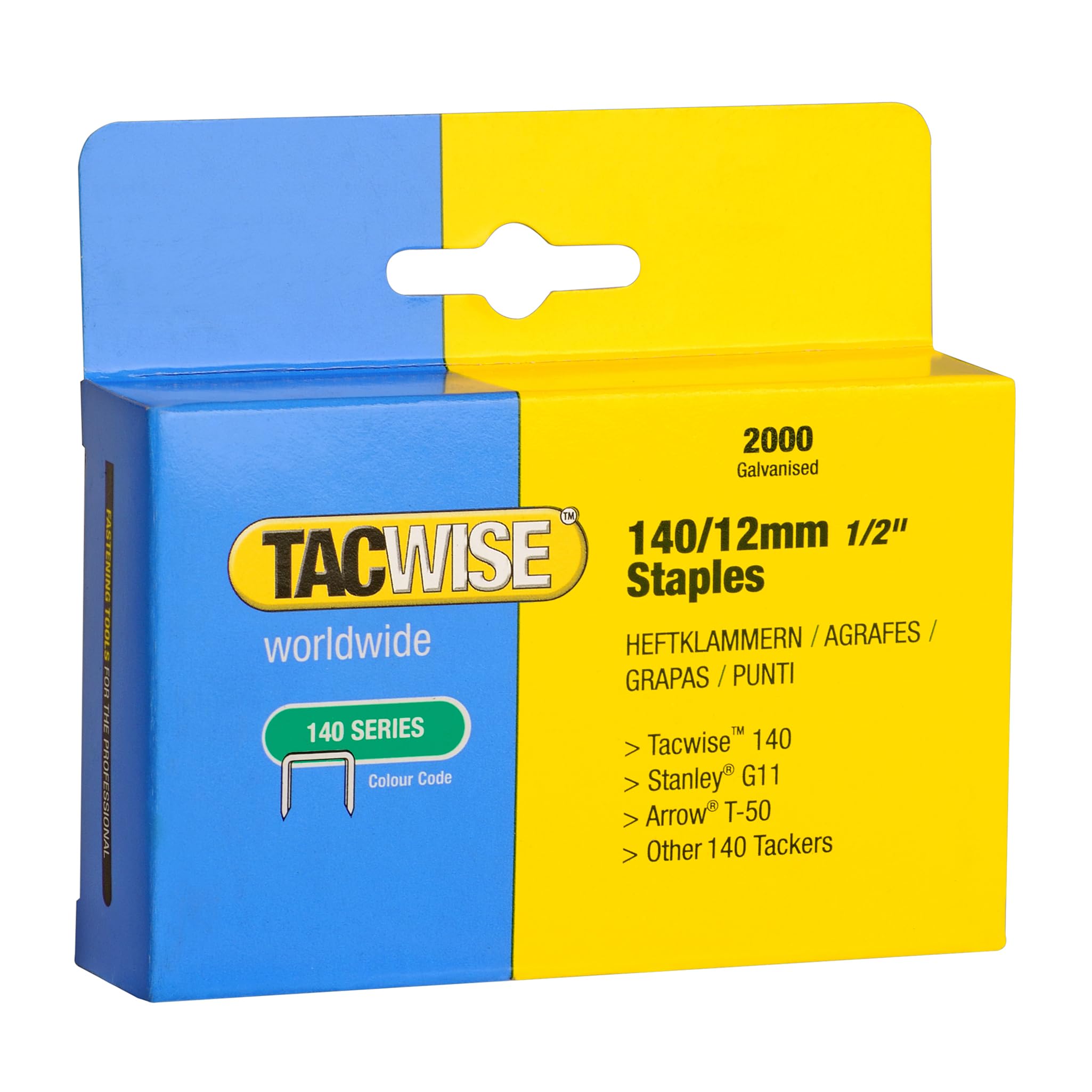 Tacwise 0348 Type 140/12mm Heavy Duty Galvanised Staples, Pack of 2000