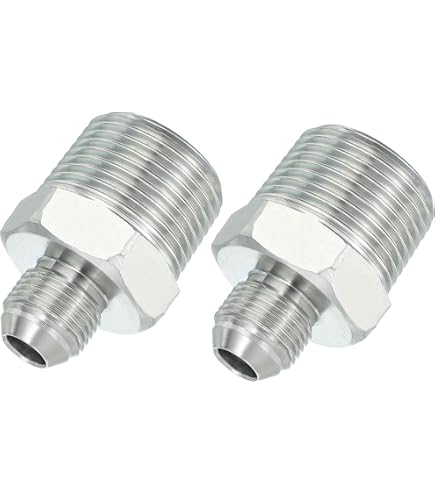 PATIKIL Lot De 2 Adaptateurs De Tuyau 7/16" Mâle évasé 37° JIC X 1,27