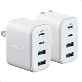 Anker Zolo USB C Charger Block, 2-Pack 4-Port Wall Adapter with 50W Max Output, 2 USB-C and 2 USB-A, Compact and Stable Desig