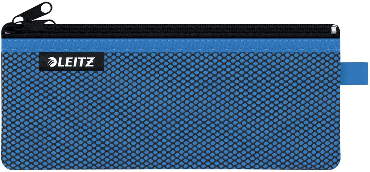 Leitz Wow 2-Pocket Pencil Case, Nylon Zip, Medium (21x8.5cm) - Blue, 40120036