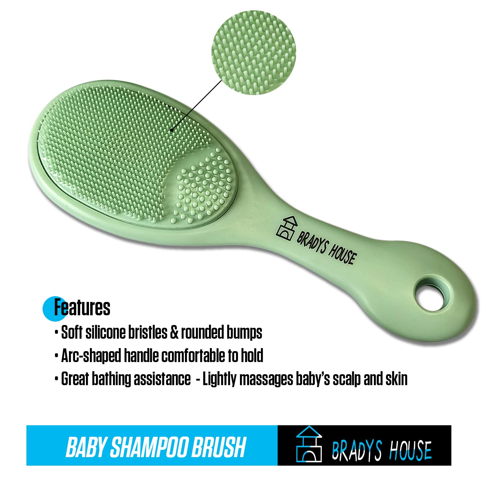 3 Piece Baby Hair Brush & Comb Set for Newborns- Soft Goat Bristle Hair-Brush, Silicone Bath Brush and Plastic Comb for Infant, Toddler, Kids - Baby