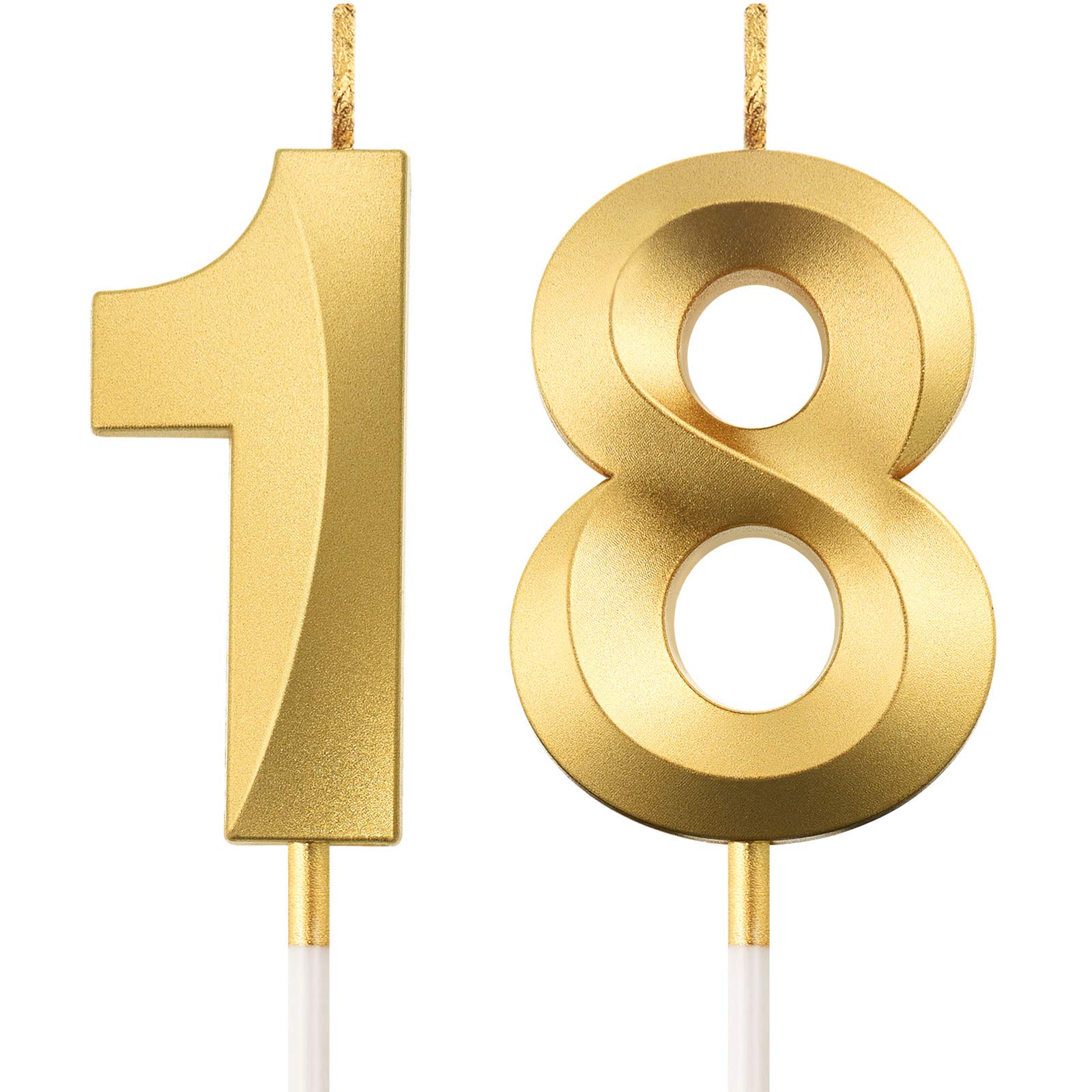Photo 1 of Birthday Candles Numeral Candles Cake Topper Decoration for Birthday Party Wedding Anniversary Celebration Supplies(Gold,18th)
