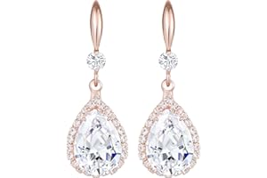 Linawe Imitation Diamond Dangle Earrings for Women Trendy, Rhinestone Drop Chandelier Earrings, Teardrop Crystal Cubic Zirconia Wedding Jewelry Set, 14K Gold/Rose Gold/Silver Tone
